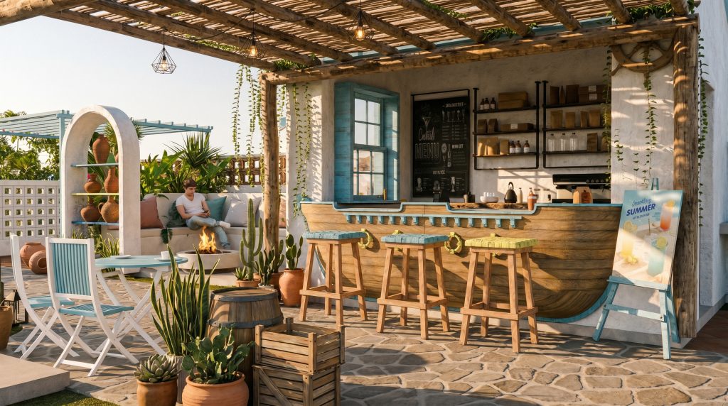 Thiết kế bungalow Phú Quốc phong cách Mediterranean Tropical bởi Roma Design