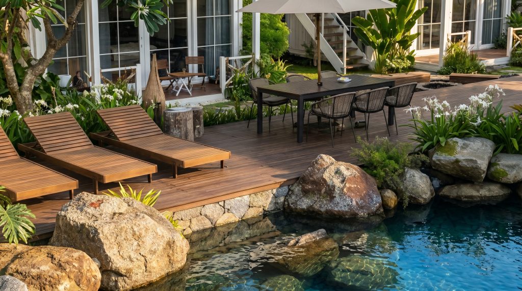 Thiết kế boutique resort tropical luxury tại Phú Quốc với hồ bơi trung tâm và villa mái lá