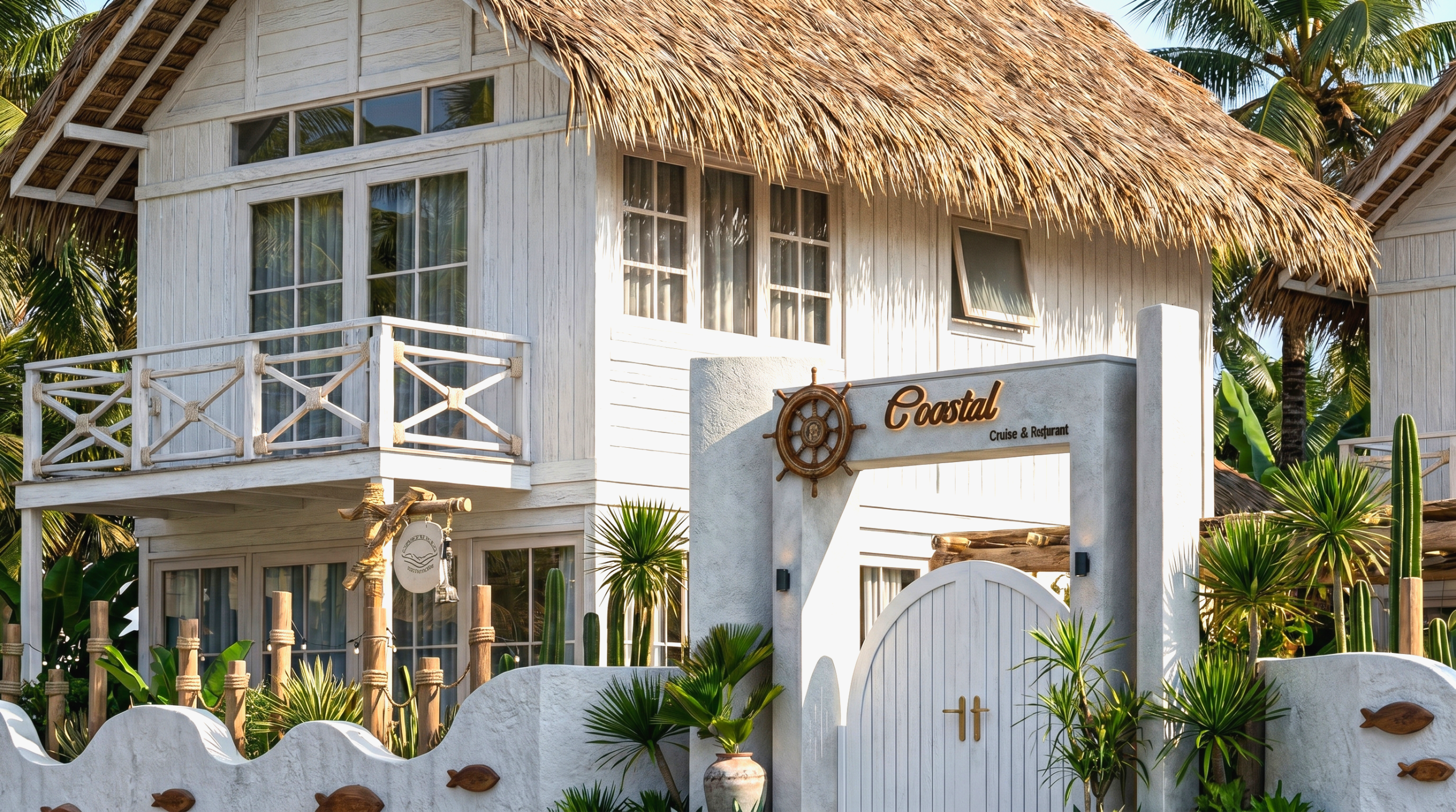 Thiết kế boutique resort tropical luxury tại Phú Quốc với hồ bơi trung tâm và villa mái lá