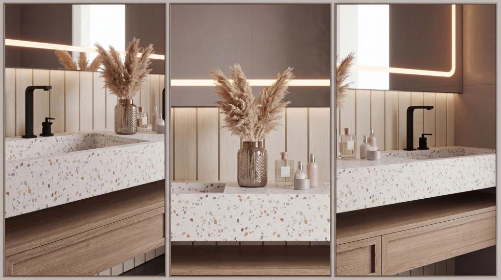 Thiết kế villa Phú Quốc Tropical P1109 với phòng khách liên thông phòng ăn và ánh sáng tự nhiên